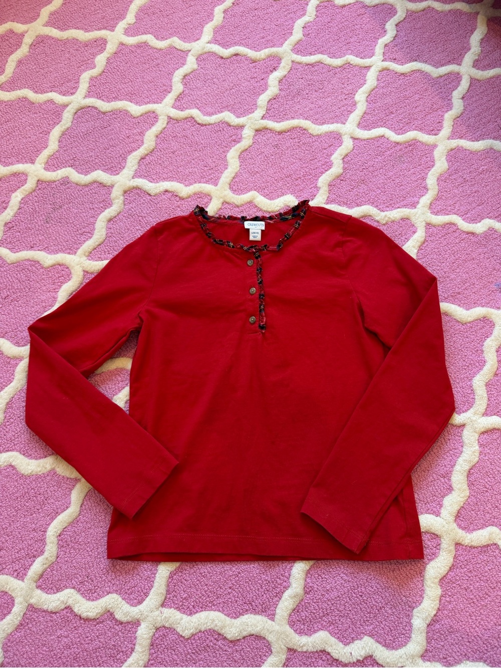 Crewcuts Xmas 2 piece set - Red Long-Sleeve Henley with Ruffle Trim and Skirt
